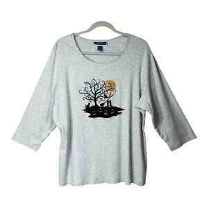 Karen Scott Woman Light Gray Halloween Graphic Top Size 2XL
